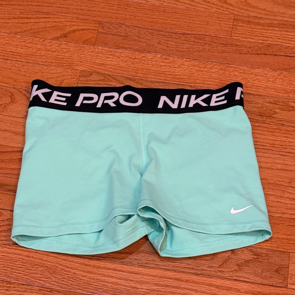 Nike Pro 3” Mint Green Spandex with Black Waistband